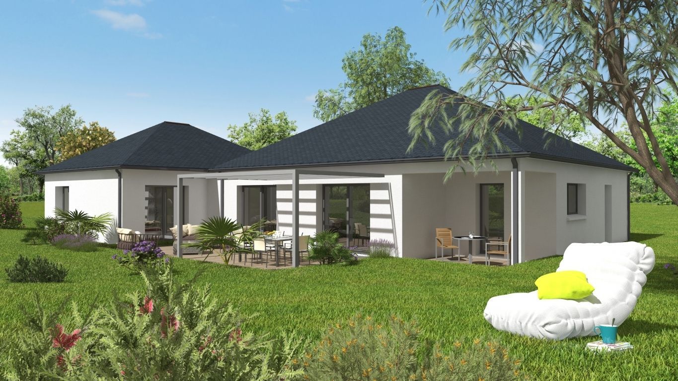 Arrière maison neuve plan 3D avec terrasse