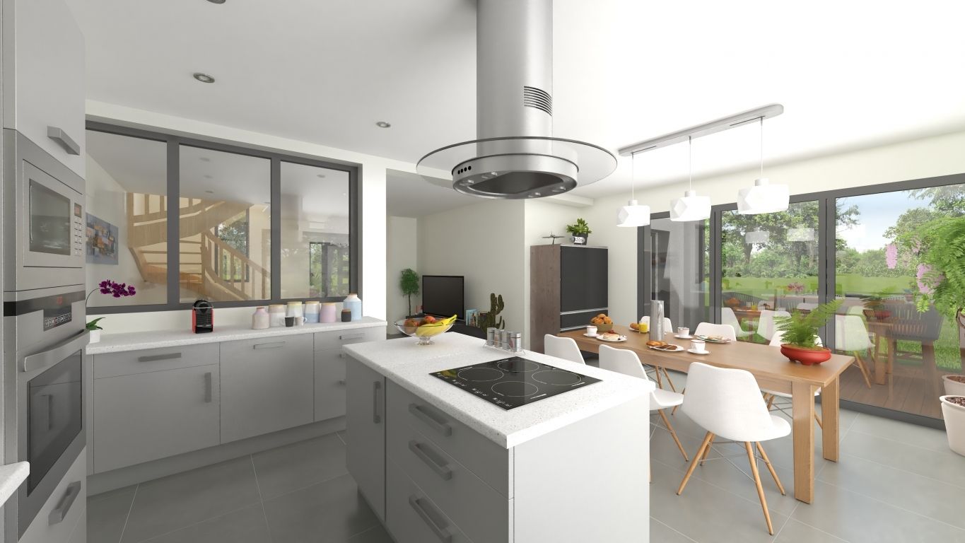 Plan 3D cuisine d'une maison neuve personnalisée