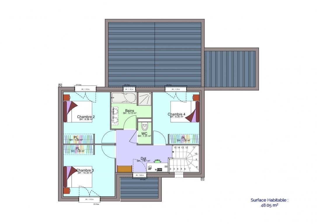 Plan maison Demirel étage meublé
